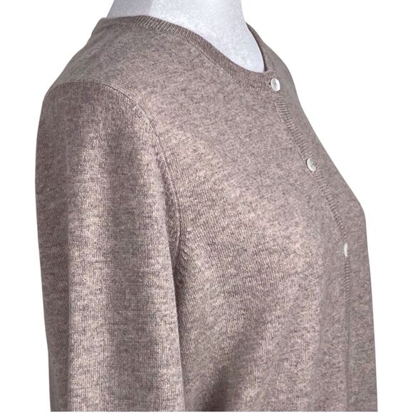 N.PEAL LONDON Olivia Round Neck Cardigan Size Large Organic Cashmere Brown Beige - Picture 5 of 16